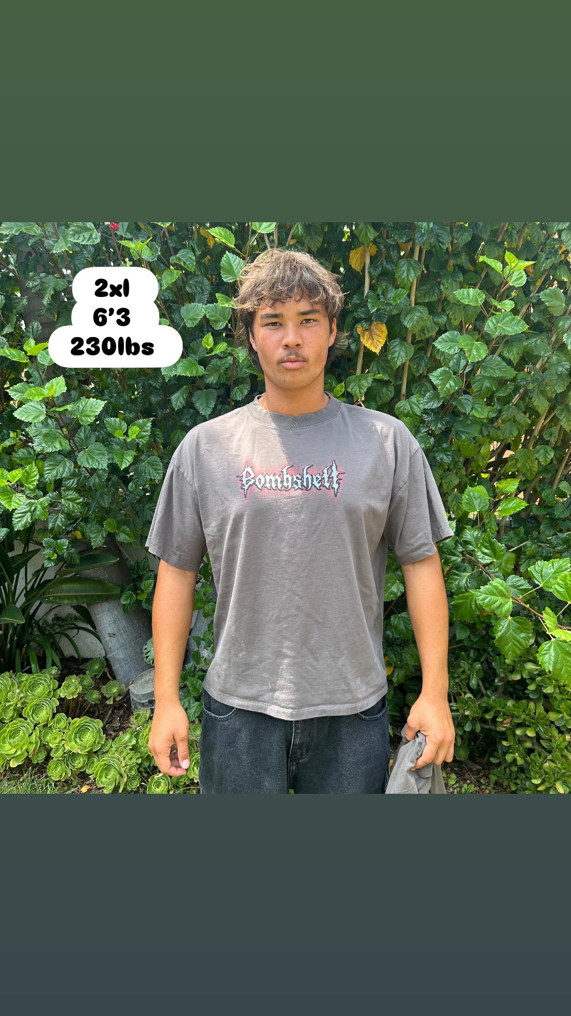 shirt size chart and model reference