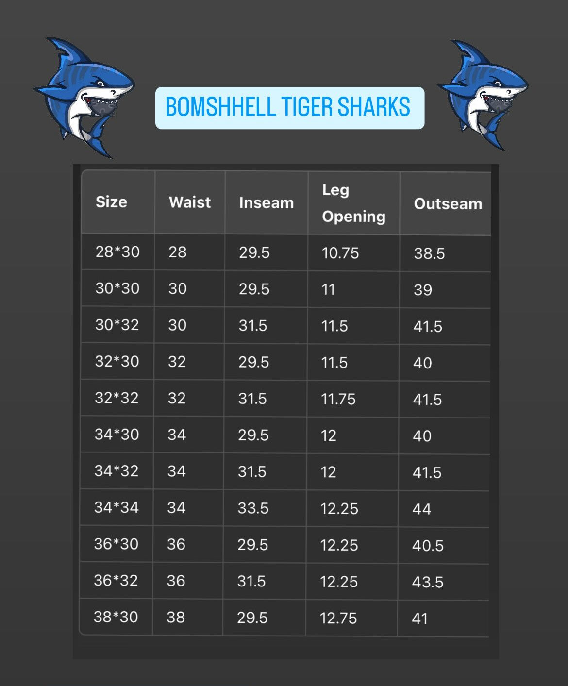 Bombshell Tiger Sharks (light wash)