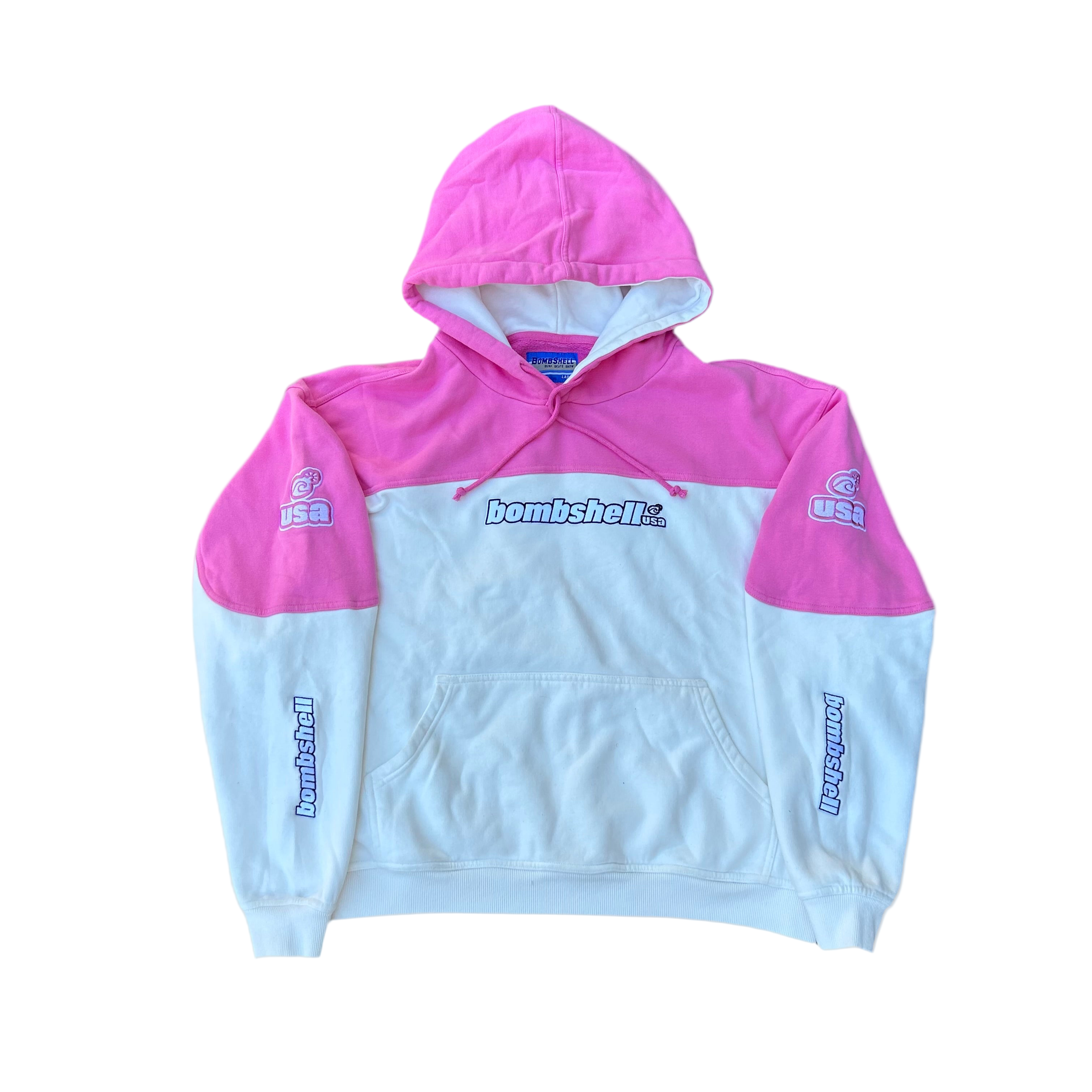 Two-Tone Hoodie (pink/white) – BOMBSHELL JEANS
