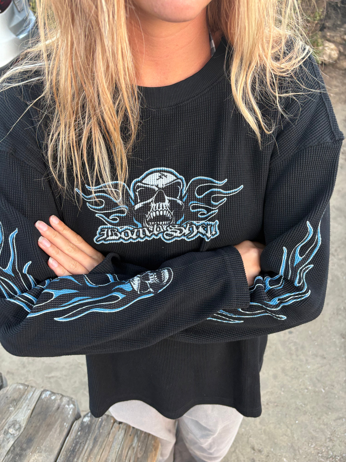 Flaming Skull Thermal (black)