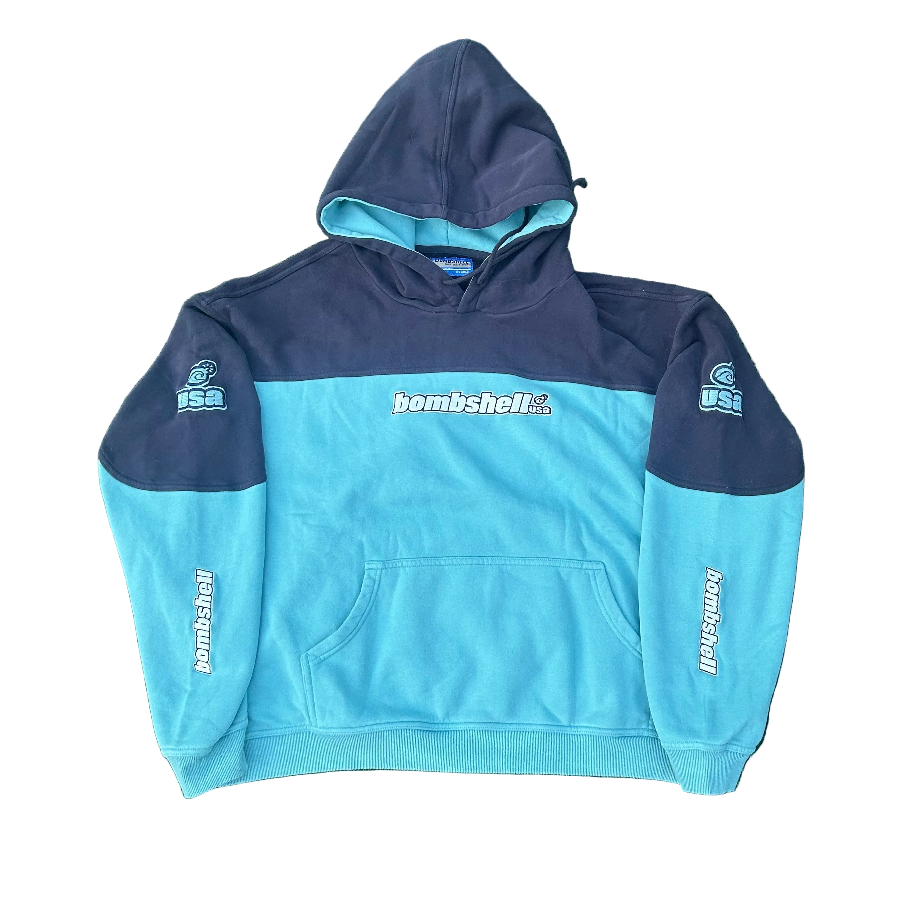 Two-Tone Hoodie (navy/teal) – BOMBSHELL JEANS